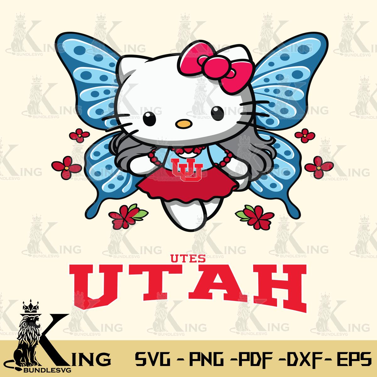 Utah Utes Butterfly Kitty Charm Svg Eps Dxf Png File, Digital Download