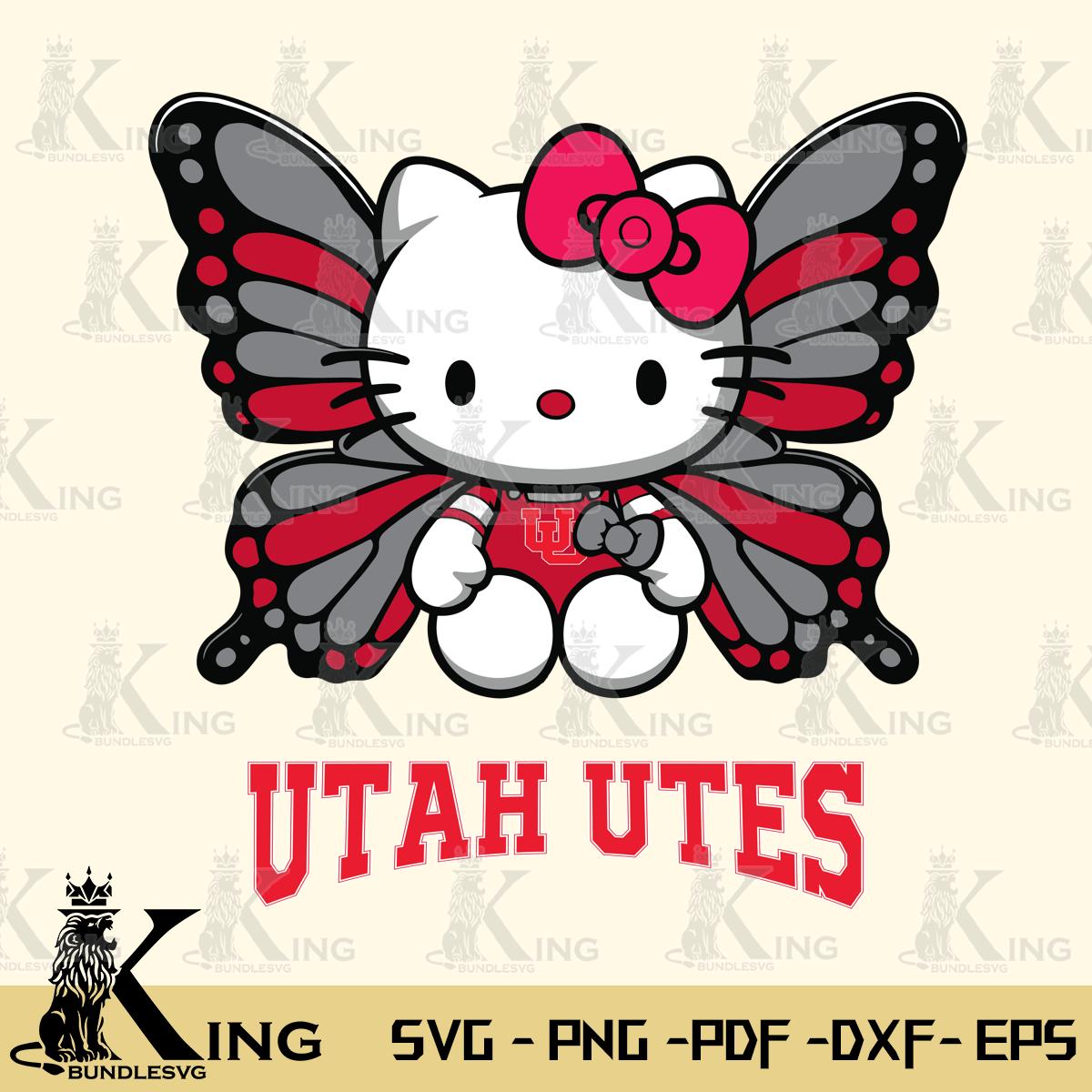 Utah Utes Butterfly Kitty Delight Svg Eps Dxf Png File, Digital Download