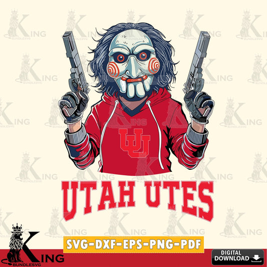 Custom design featuring a Utah Utes Jigsaw Billy Football vector art for engraving, cutting, and printing.