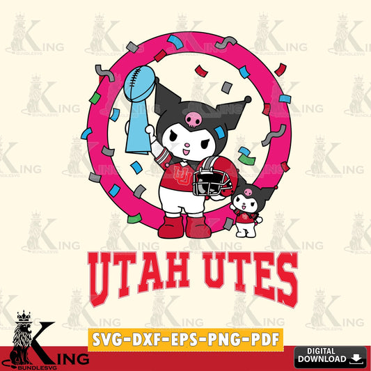 Utah Utes Kuromi Football Champion SVG file, Cricut, Cut file  , Digital Download , Instant Download, Sanrio svg, Clipart