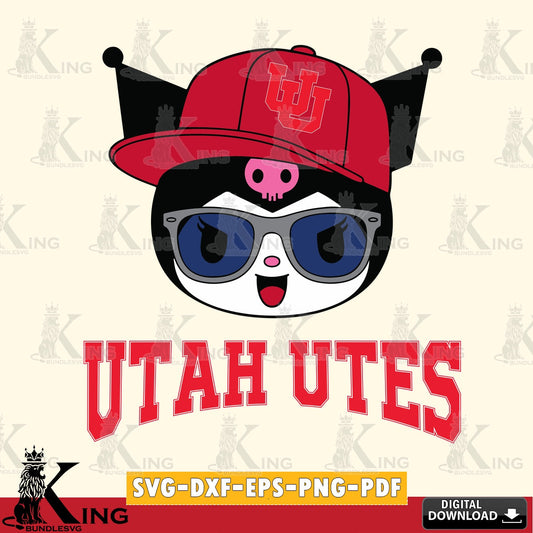 Utah Utes Kuromi Football Cool SVG file, Cricut, Cut file  , Digital Download , Instant Download, Sanrio svg, Clipart