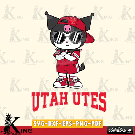 Utah Utes Kuromi Football Jersey SVG file, Cricut, Cut file  , Digital Download , Instant Download, Sanrio svg, Clipart
