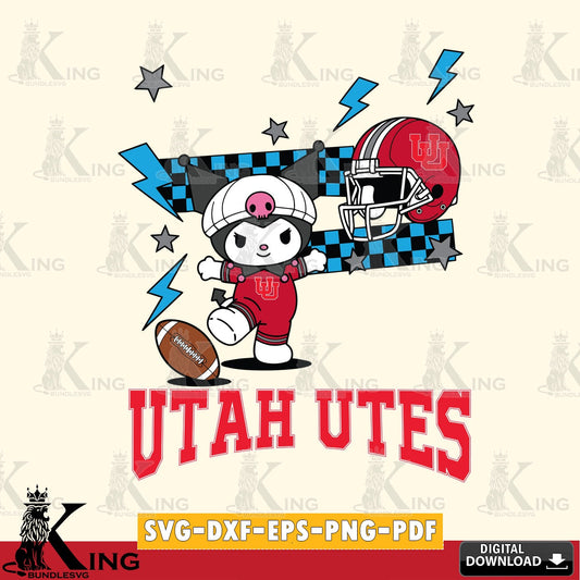 Utah Utes Kuromi Game Day SVG file, Cricut, Cut file  , Digital Download , Instant Download, Sanrio svg, Clipart