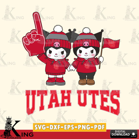 Utah Utes Kuromi rugby Fan SVG file, Cricut, Cut file  , Digital Download , Instant Download, Sanrio svg, Clipart