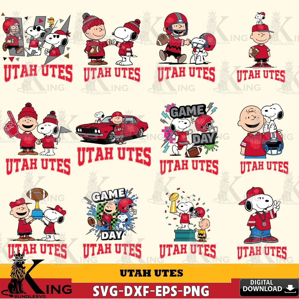 Utah Utes Peanuts Football NCAA Bundle SVG, Cricut, Cut file  , Digital Download , Instant Download, Peanuts svg, NCAA svg, Football svg, Sport svg