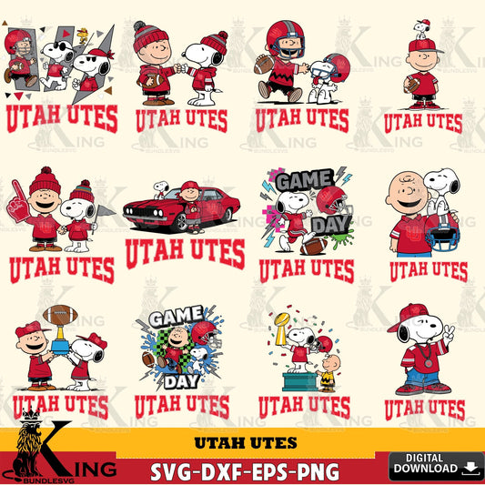 Utah Utes Peanuts Football NCAA Bundle SVG, Cricut, Cut file  , Digital Download , Instant Download, Peanuts svg, NCAA svg, Football svg, Sport svg