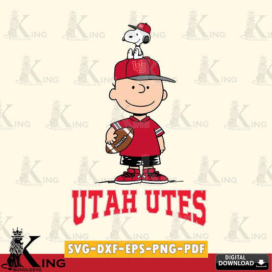 Utah Utes Peanuts Football Rugby SVG, Cricut, Cut file  , Digital Download , Instant Download, Peanuts svg, NCAA svg, Football svg, Sport svg