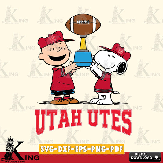 Utah Utes Peanuts Football Trophy SVG, Cricut, Cut file  , Digital Download , Instant Download, Peanuts svg, NCAA svg, Football svg, Sport svg