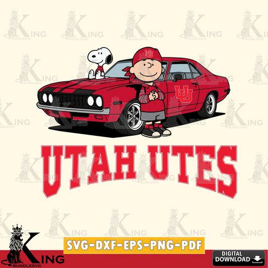 Utah Utes Peanuts Muscle Car SVG, Cricut, Cut file  , Digital Download , Instant Download, Peanuts svg, NCAA svg, Football svg, Sport svg