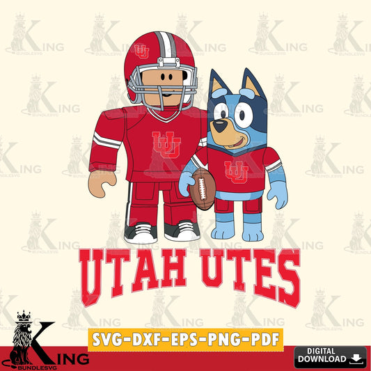 Utah Utes Roblox & Bluey Football SVG file , NCAA Cricut,  File cut , Digital Download , PDF File