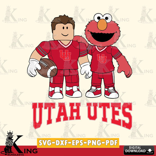 Utah Utes Roblox & Elmo Football SVG file , NCAA Cricut,  File cut , Digital Download , PDF File