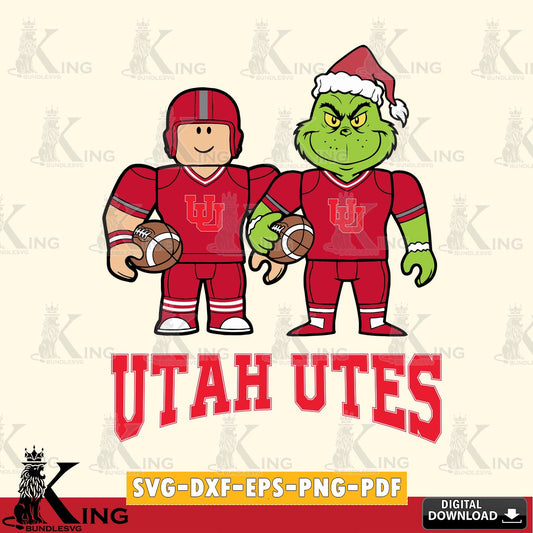 Utah Utes Roblox & Grinch Football SVG file , NCAA Cricut,  File cut , Digital Download , PDF File