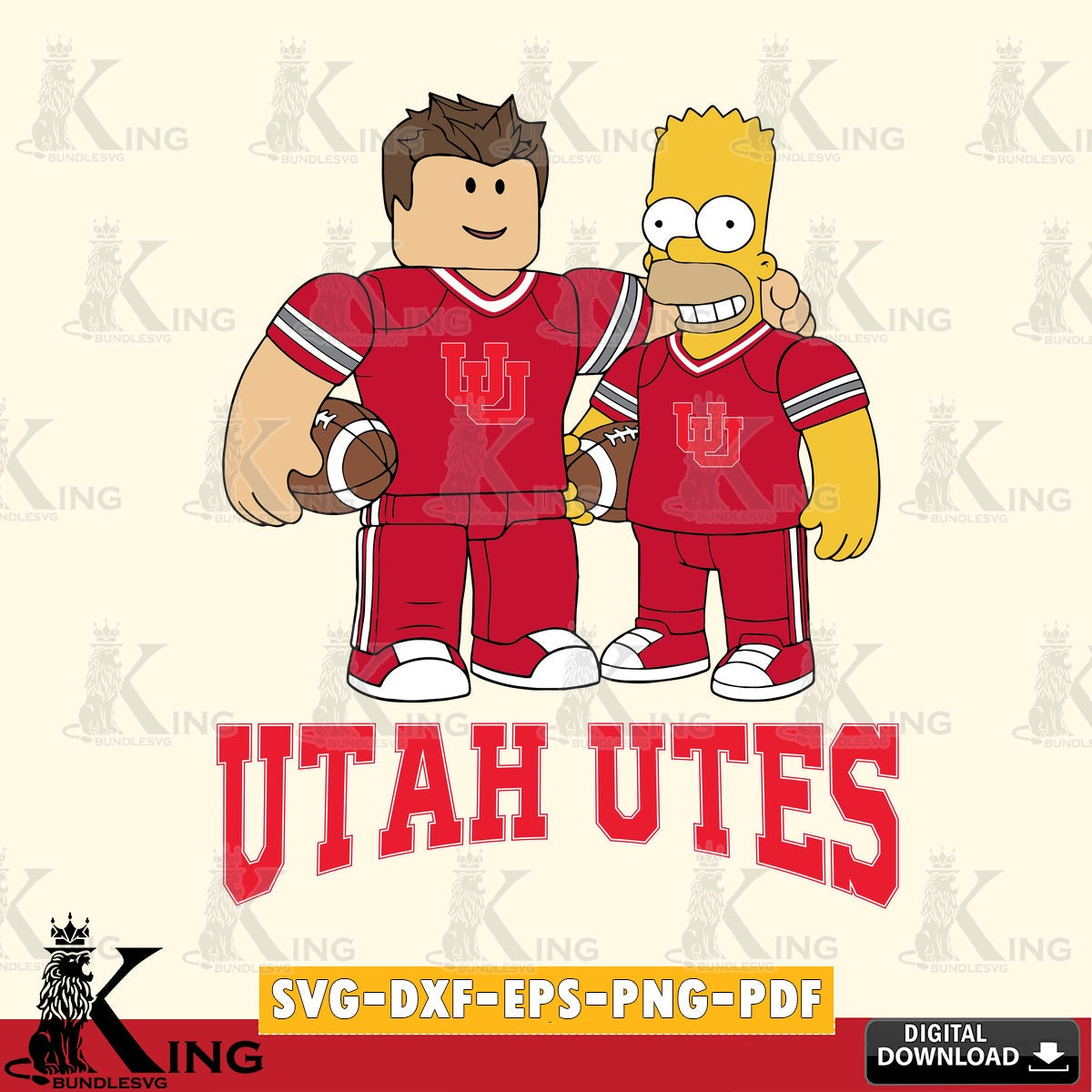Utah Utes Roblox & Homer Simpson Football SVG file , NCAA Cricut,  File cut , Digital Download , PDF File