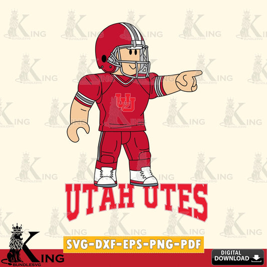 Utah Utes Roblox Player Football SVG file , NCAA Cricut,  File cut , Digital Download , PDF File