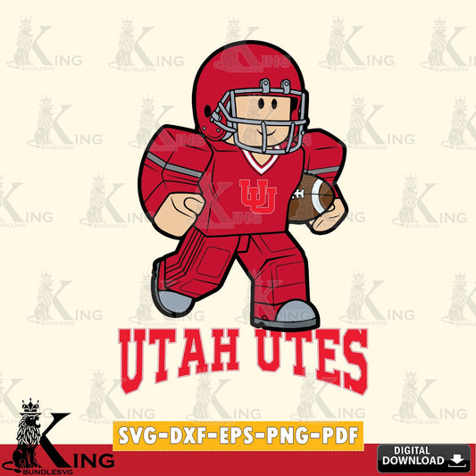 Utah Utes Roblox Player Rugby SVG file , NCAA Cricut,  File cut , Digital Download , PDF File