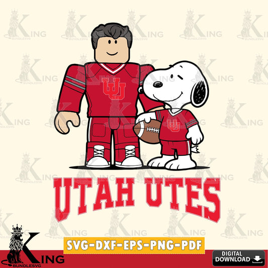Utah Utes Roblox & Snoopy Football SVG file , NCAA Cricut,  File cut , Digital Download , PDF File