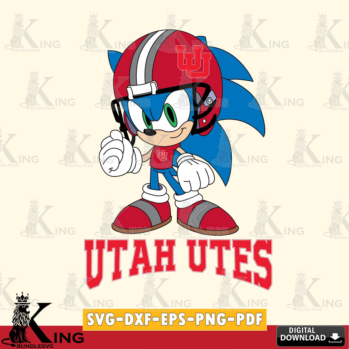 Stylish representation of Utah Utes Sonic Football Mascot, a cut file ideal for vinyl projects and T-shirt printing