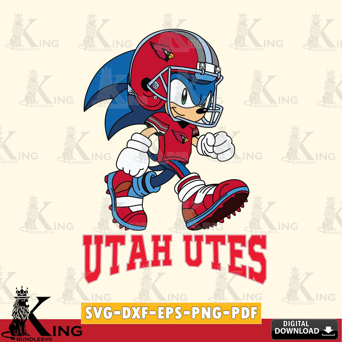 Beautiful illustration of Utah Utes Sonic Ready Football vector illustration for POD merchandise and apparel