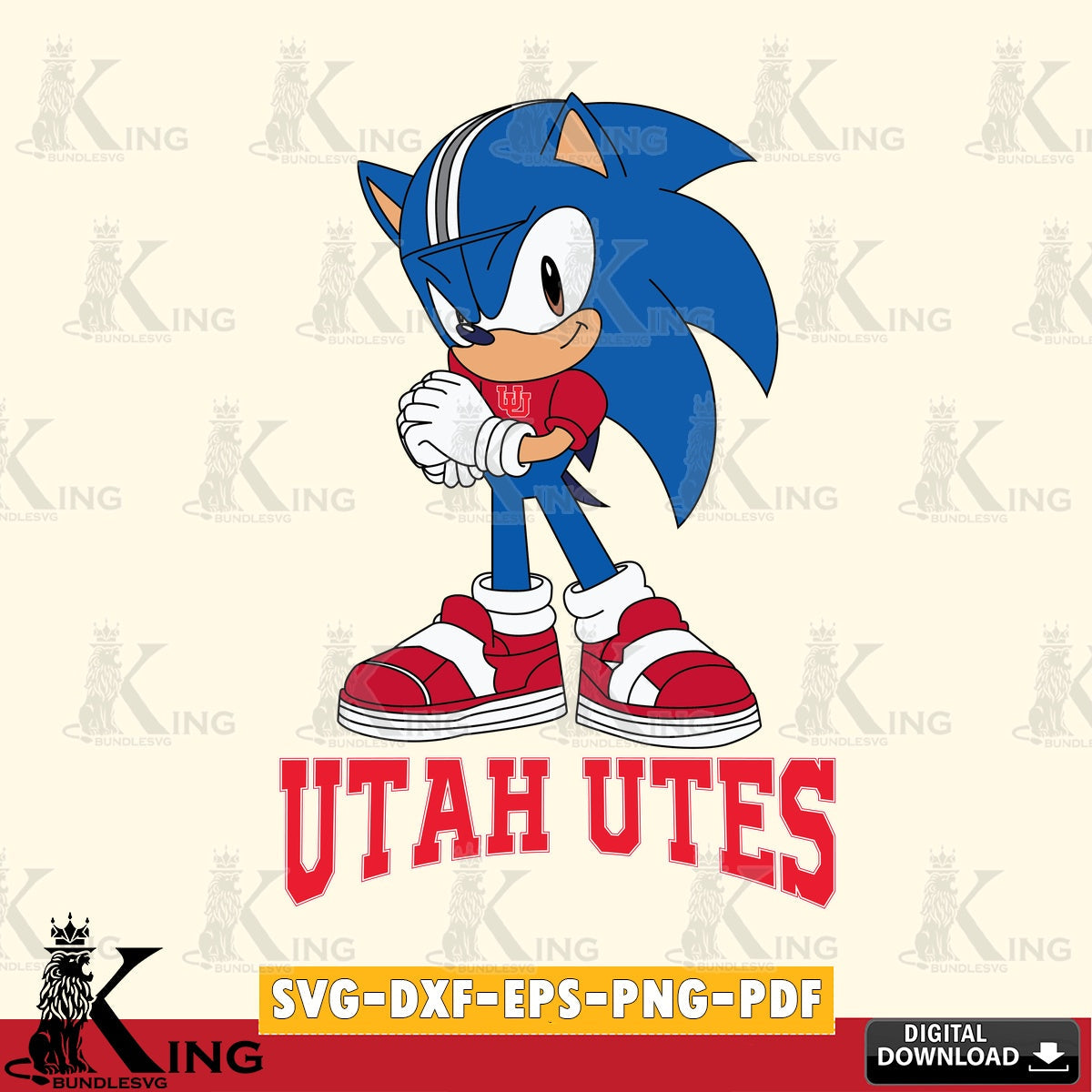 Creative design featuring Utah Utes Sonic cute Football SVG PNG design suitable for Glowforge and laser cutting