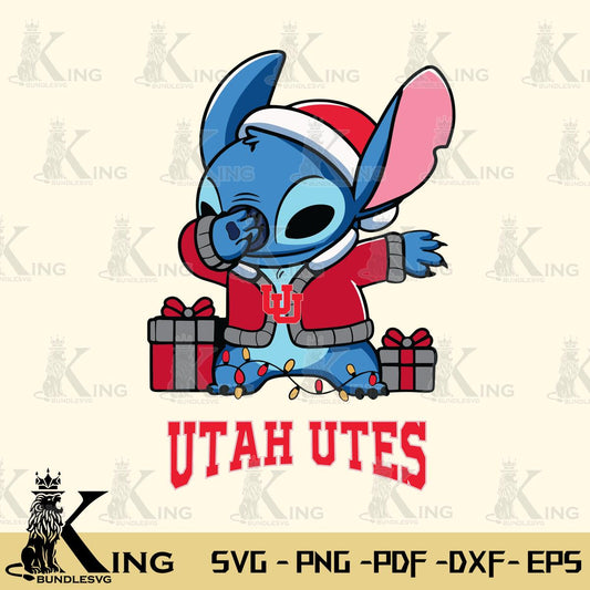 Utah Utes Stitch Merry Christmas Svg Eps Dxf Png File, Digital Download