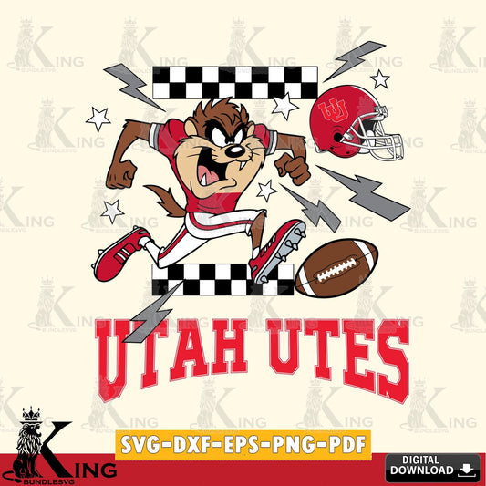 Utah Utes Taz Football Lightning SVG file, Cut file  , Digital Download , Instant Download, Taz svg, NCAA svg