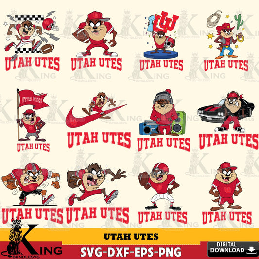 Utah Utes Taz Football NCAA Bundle SVG file, Cut file  , Digital Download , Instant Download, Taz svg, NCAA svg