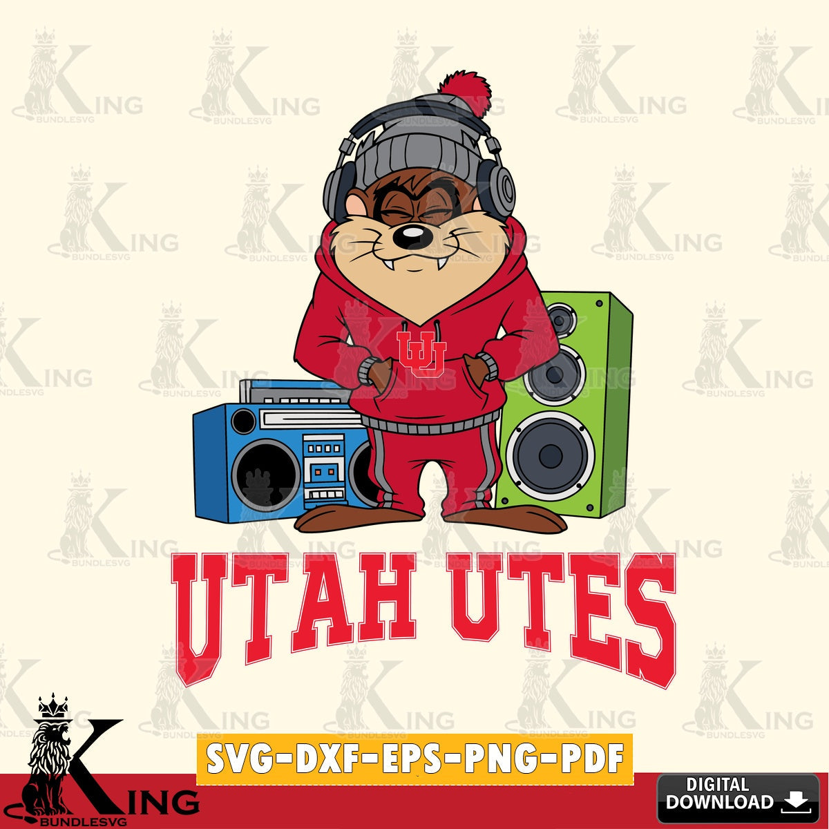Utah Utes Taz Hip Hop SVG file, Cut file  , Digital Download , Instant Download, Taz svg, NCAA svg