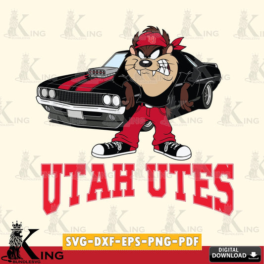 Utah Utes Taz Racing Car SVG file, Cut file  , Digital Download , Instant Download, Taz svg, NCAA svg
