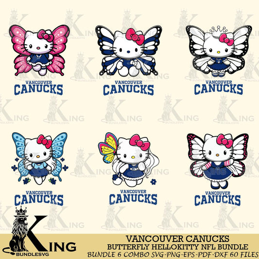 Vancouver Canucks Butterfly Hello Kitty bundleSvg Eps Dxf Png File, Digital Download