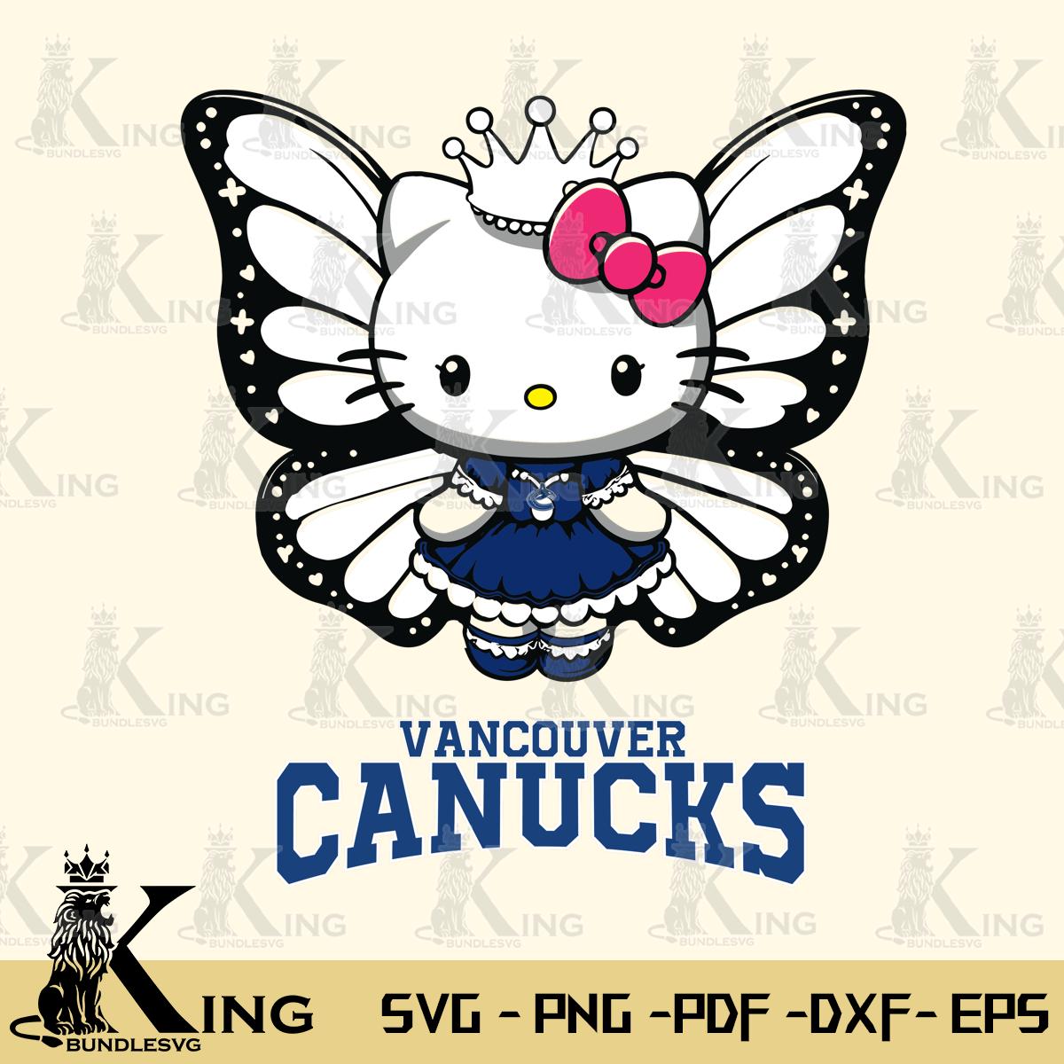 Vancouver Canucks Kitty Wings & Flowers Svg Eps Dxf Png File, Digital Download