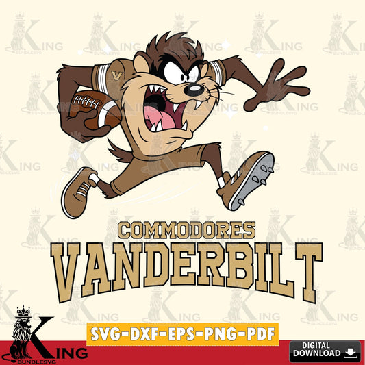 Vanderbilt Commodores Angry Taz Football SVG file, Cut file  , Digital Download , Instant Download, Taz svg, NCAA svg