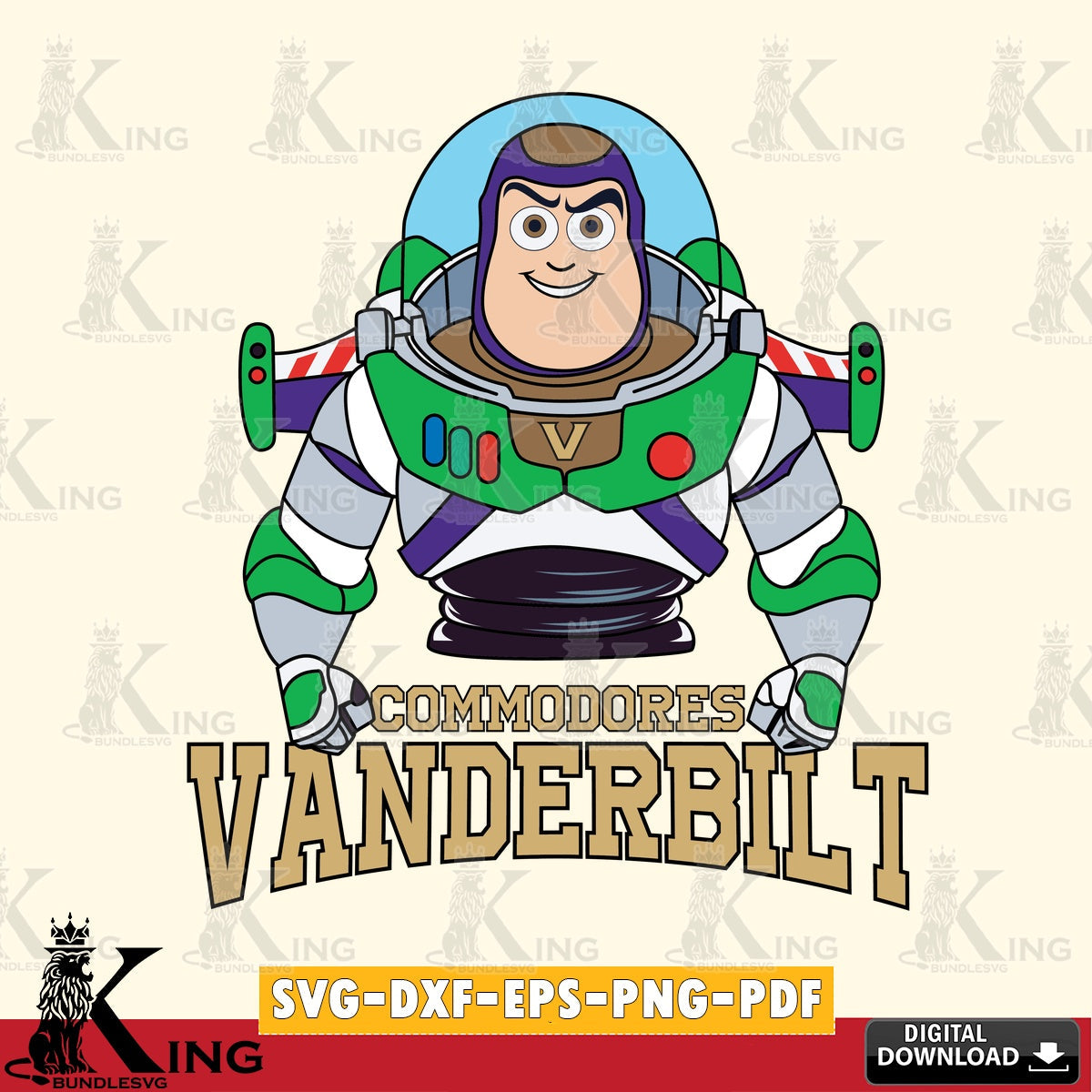 Custom design featuring Vanderbilt Commodores Buzz Lightyear Football, a digital file for silhouette cameo and cricut projects