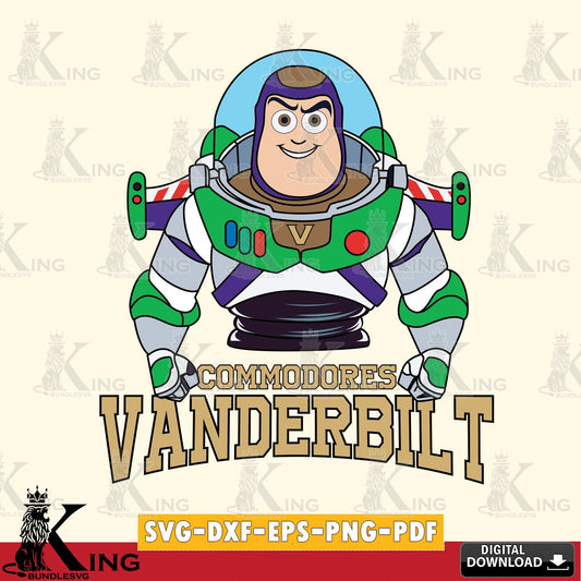Custom design featuring Vanderbilt Commodores Buzz Lightyear Football, a digital file for silhouette cameo and cricut projects