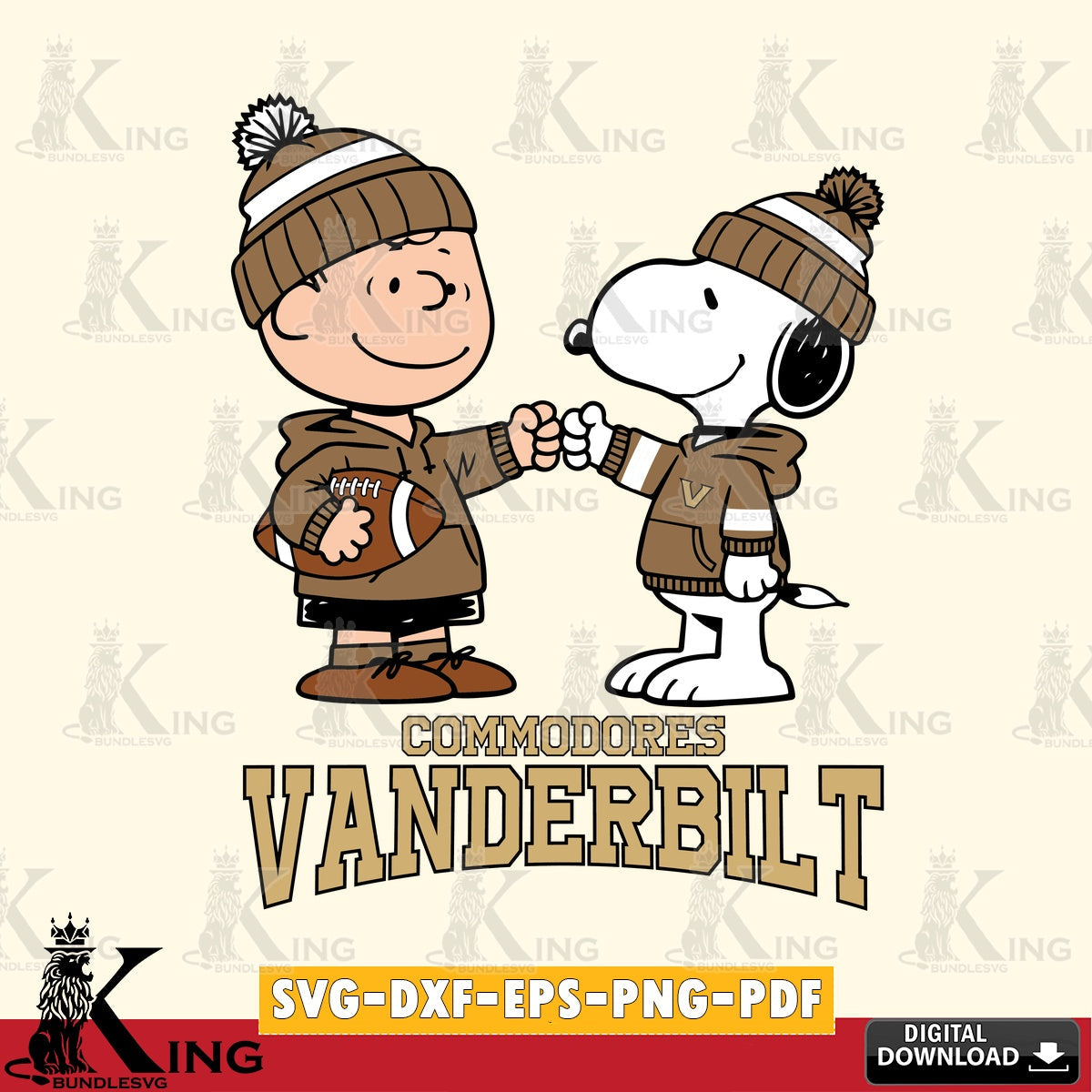 Vanderbilt Commodores CharlieBrown Football Fist Bump SVG, Cricut, Cut file  , Digital Download , Instant Download, Peanuts svg, NCAA svg, Football svg, Sport svg