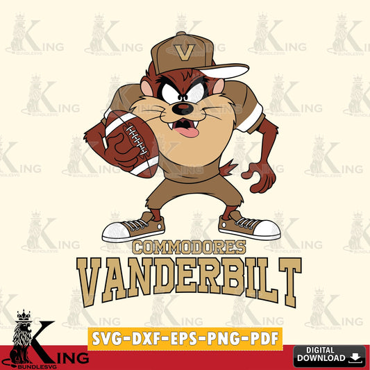 Vanderbilt Commodores Đồng phục bóng đá Taz SVG file, Cut file  , Digital Download , Instant Download, Taz svg, NCAA svg