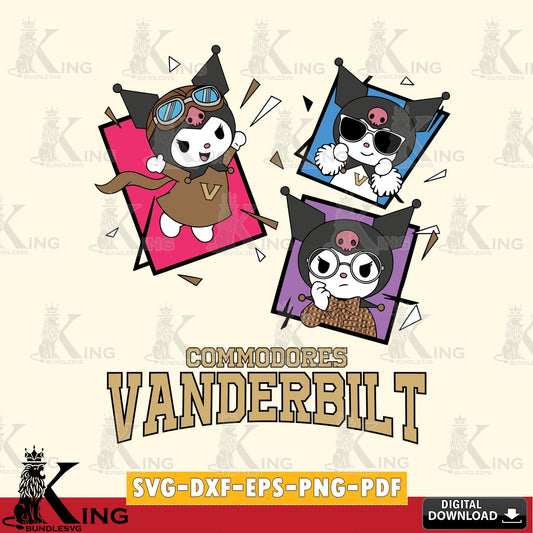 Vanderbilt Commodores Kuromi Action Football SVG file, Cricut, Cut file  , Digital Download , Instant Download, Sanrio svg, Clipart