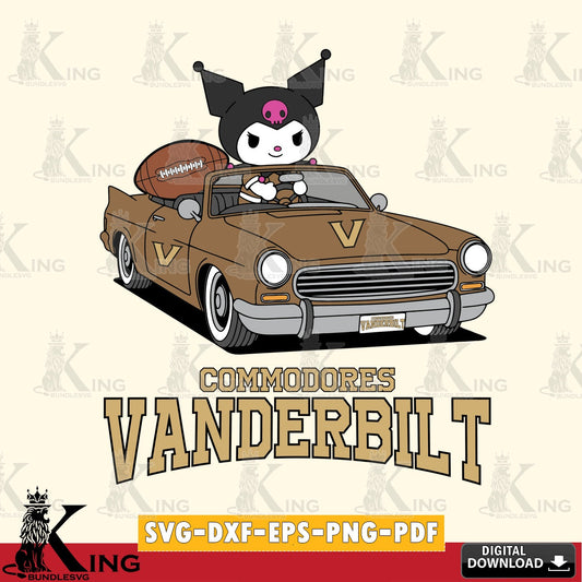 Vanderbilt Commodores Kuromi Car Football Game SVG file, Cricut, Cut file  , Digital Download , Instant Download, Sanrio svg, Clipart