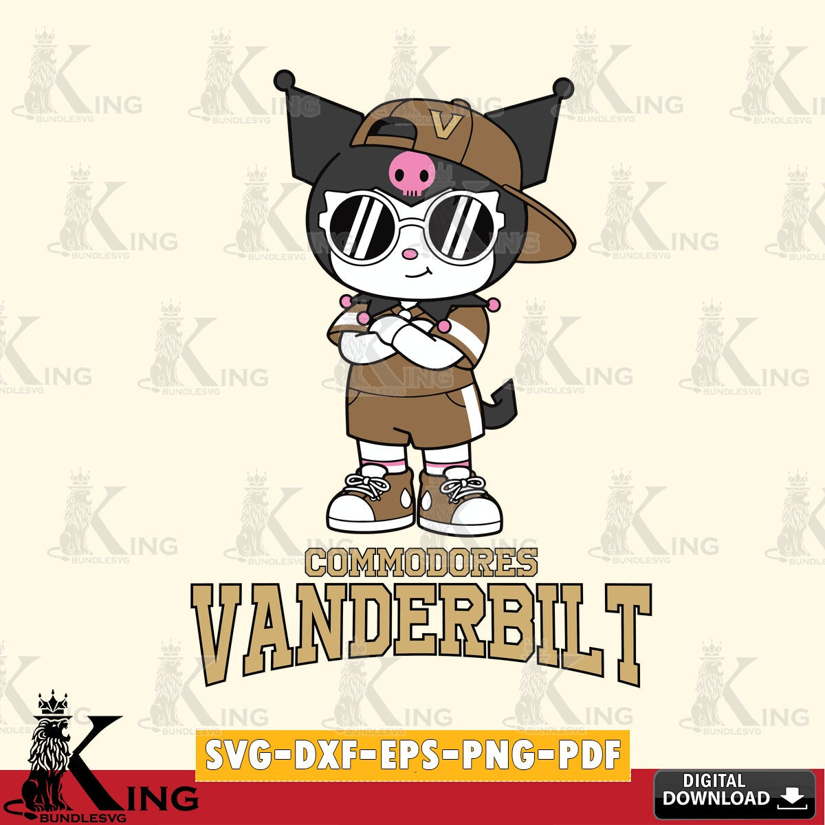 Vanderbilt Commodores Kuromi Football Jersey SVG file, Cricut, Cut file  , Digital Download , Instant Download, Sanrio svg, Clipart