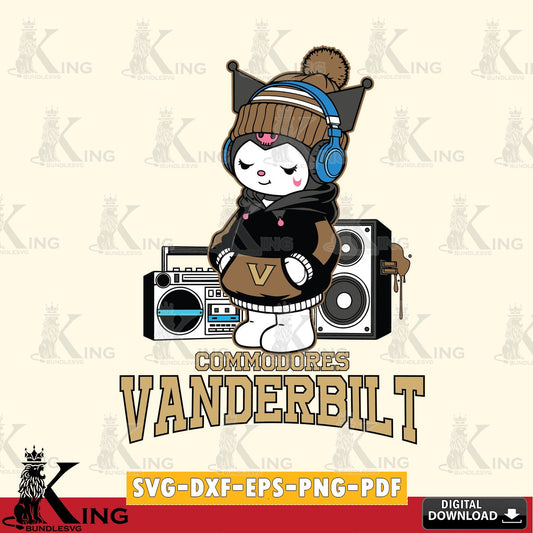 Vanderbilt Commodores Kuromi Football Music SVG file, Cricut, Cut file  , Digital Download , Instant Download, Sanrio svg, Clipart