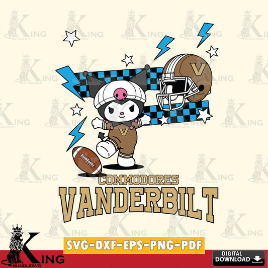 Vanderbilt Commodores Kuromi Game Day SVG file, Cricut, Cut file  , Digital Download , Instant Download, Sanrio svg, Clipart