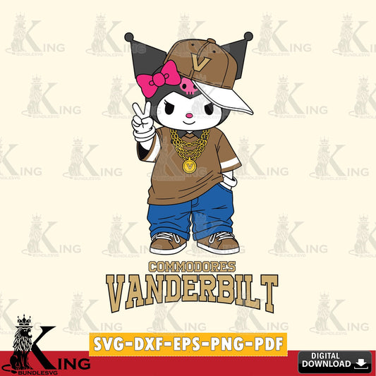 Vanderbilt Commodores Kuromi Streetwear Style SVG file, Cricut, Cut file  , Digital Download , Instant Download, Sanrio svg, Clipart
