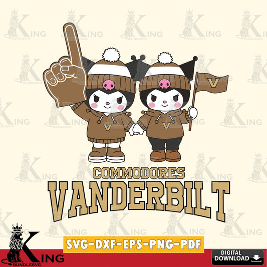Vanderbilt Commodores Kuromi rugby Fan SVG file, Cricut, Cut file  , Digital Download , Instant Download, Sanrio svg, Clipart