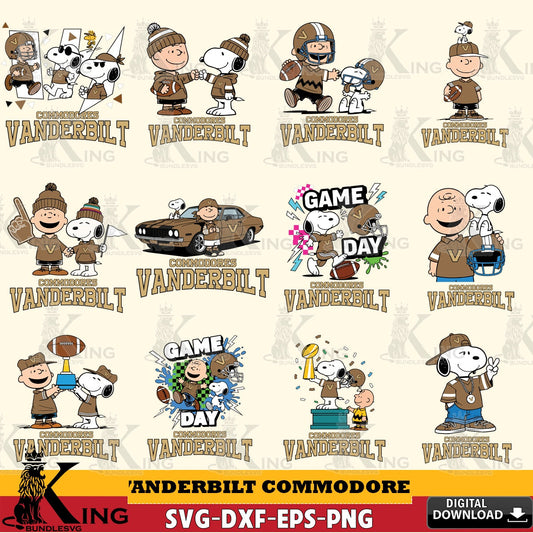 Vanderbilt Commodores Peanuts Football NCAA Bundle SVG, Cricut, Cut file  , Digital Download , Instant Download, Peanuts svg, NCAA svg, Football svg, Sport svg