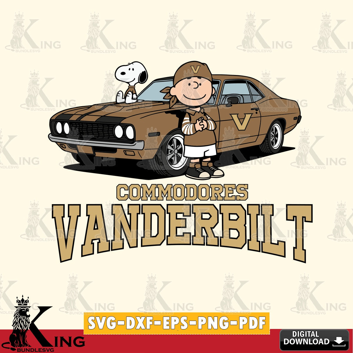 Vanderbilt Commodores Peanuts Muscle Car SVG, Cricut, Cut file  , Digital Download , Instant Download, Peanuts svg, NCAA svg, Football svg, Sport svg