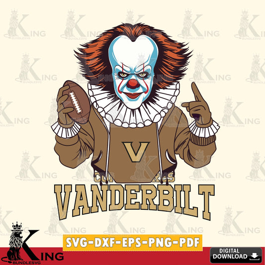 Vector design showing Vanderbilt Commodores Pennywise player football, high-quality vector for DIY scrapbooking and home decor