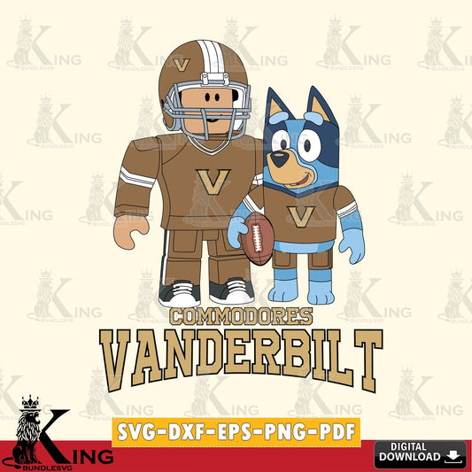 Vanderbilt Commodores Roblox & Bluey Football SVG file , NCAA Cricut,  File cut , Digital Download , PDF File