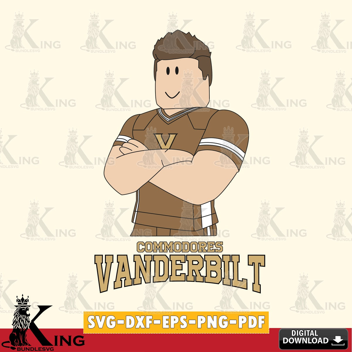 Vanderbilt Commodores Roblox Football SVG file , NCAA Cricut,  File cut , Digital Download , PDF File