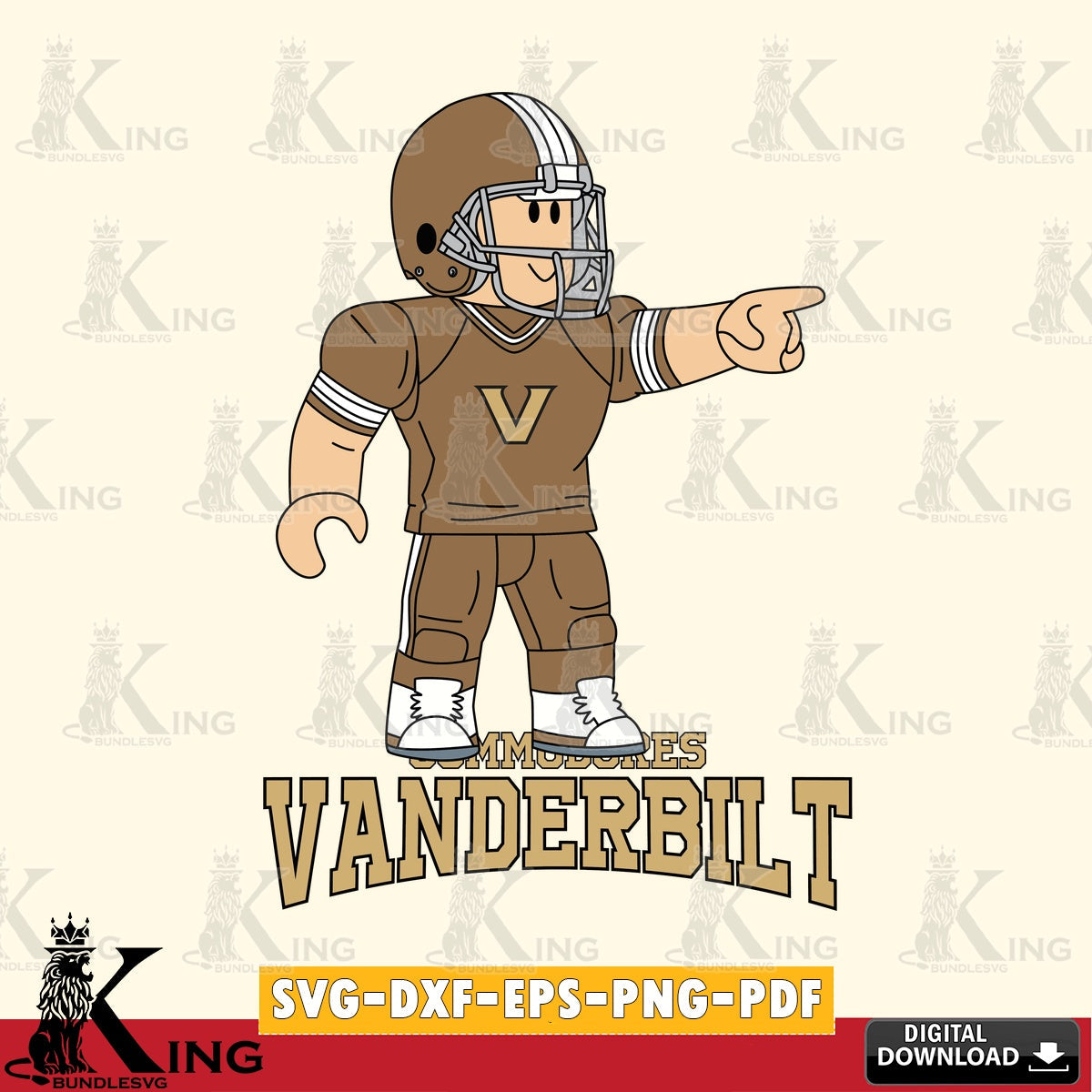 Vanderbilt Commodores Roblox Player Football SVG file , NCAA Cricut,  File cut , Digital Download , PDF File