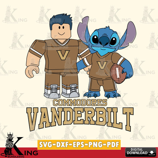 Vanderbilt Commodores Roblox & Stitch Football SVG file , NCAA Cricut,  File cut , Digital Download , PDF File