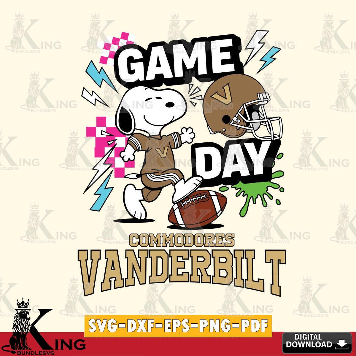 Vanderbilt Commodores Snoopy Game day SVG, Cricut, Cut file  , Digital Download , Instant Download, Peanuts svg, NCAA svg, Football svg, Sport svg